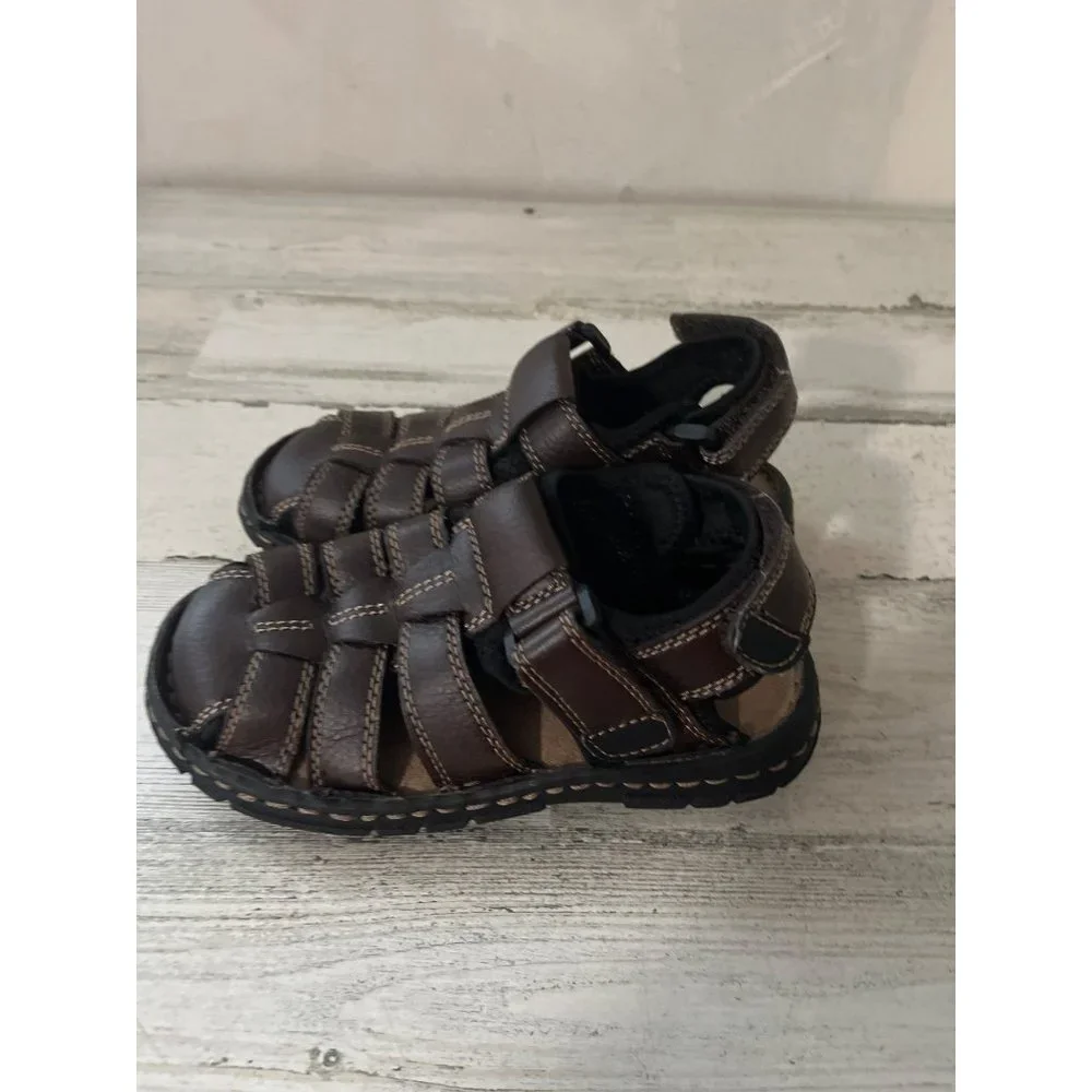 Outland  boys brown Velcro strap closed toe sandals size 12M